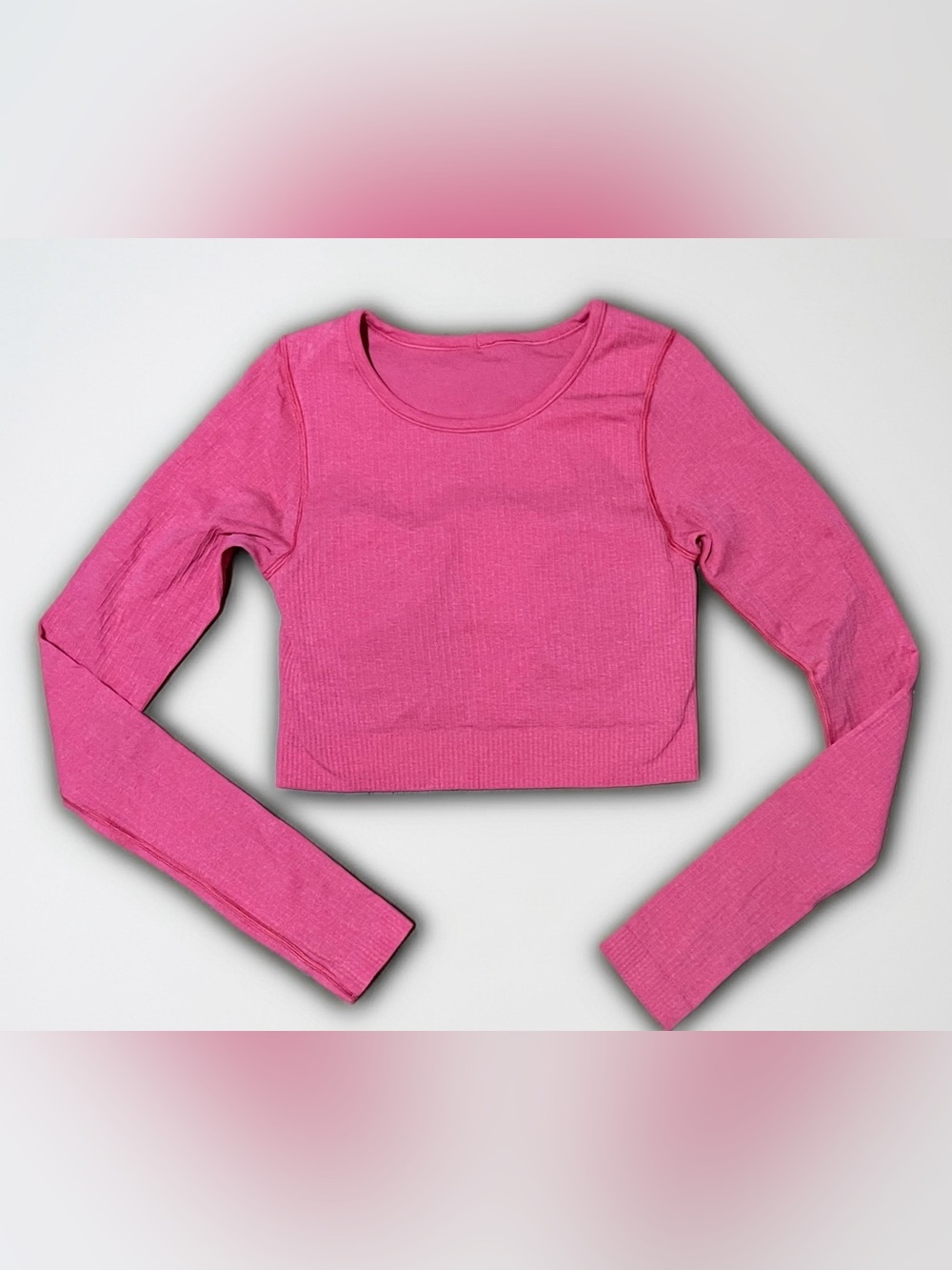 lululemon athletica Pink Ribbed Long-Sleeve Crop Top